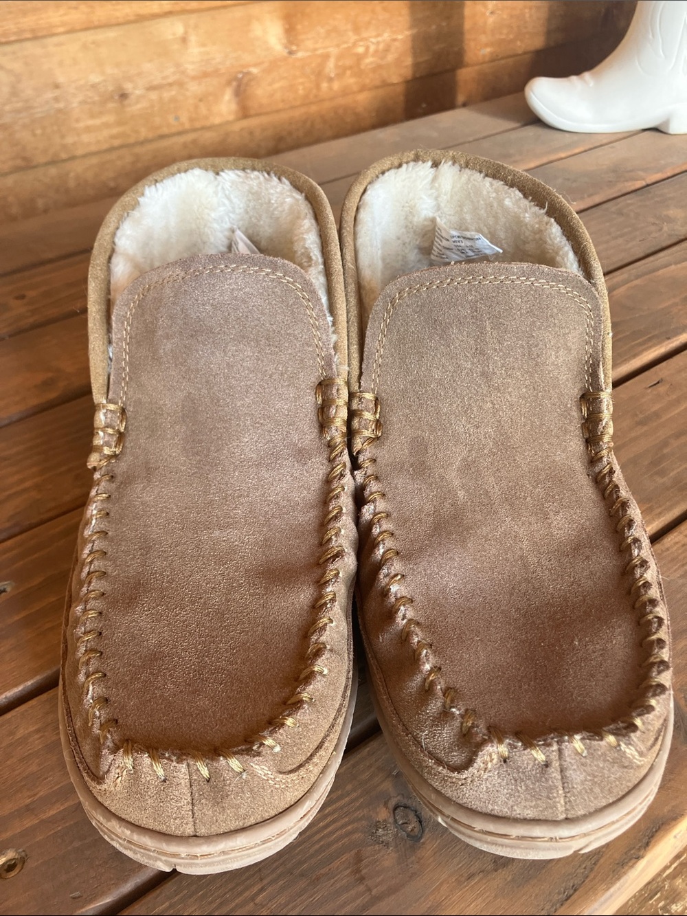 Men's Plush Lined Moccasin Slippers - Brown